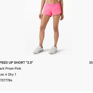 Lululemon Speed up short 2.5 Dark Prism Pink